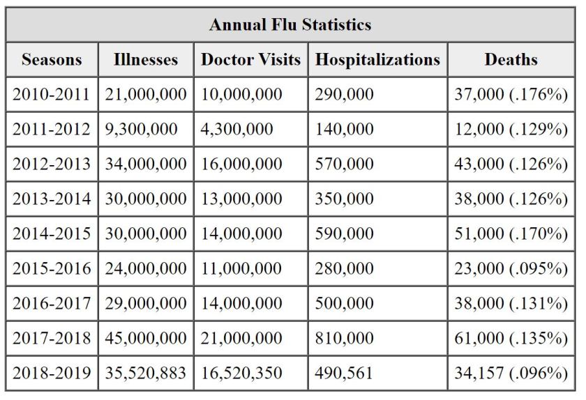 Annual flu statistics